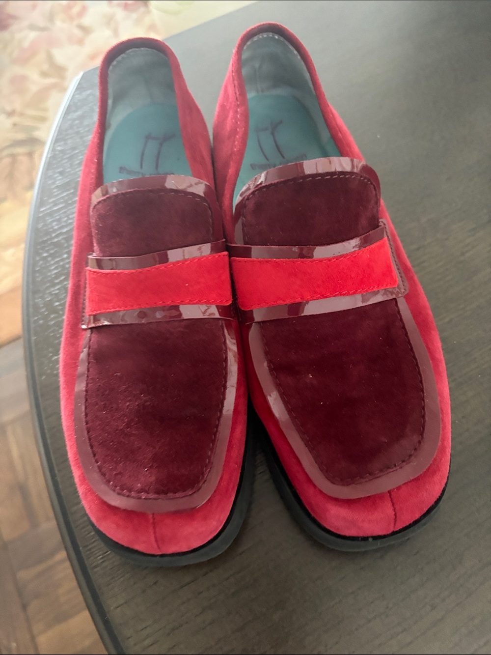 Red Suede & Patent Loafers - Classic Slip-On Style